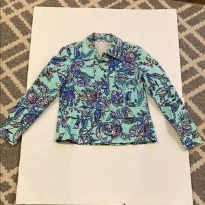 Pappagallo Women's Stretch Cotton Floral Snap Front Jacket Size 8P